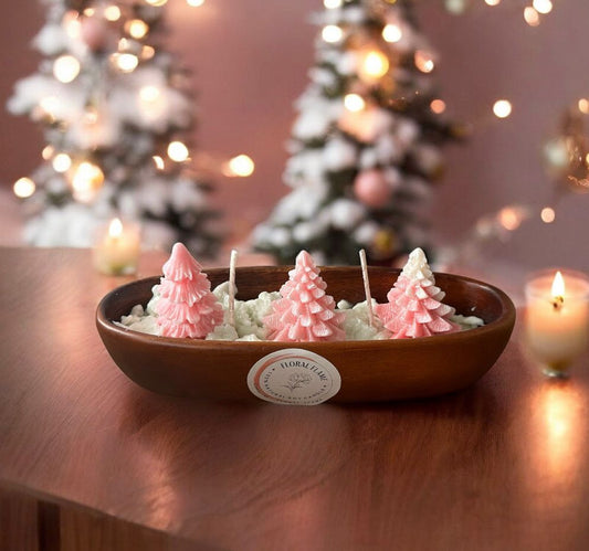 Pink Christmas Bloom candle