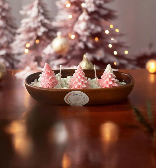 Pink Christmas Bloom candle